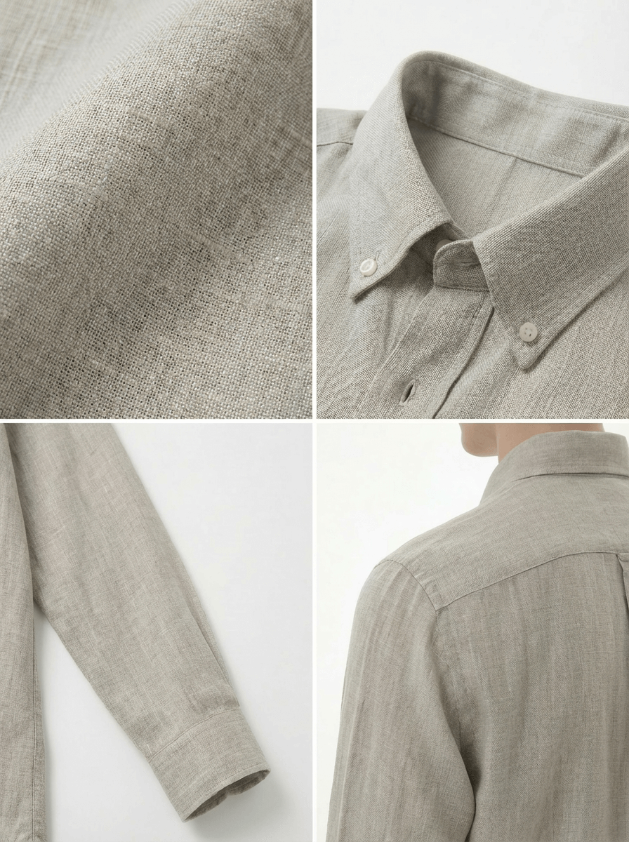 The 'Winter Sun' 100% Linen Shirt - Stone Grey