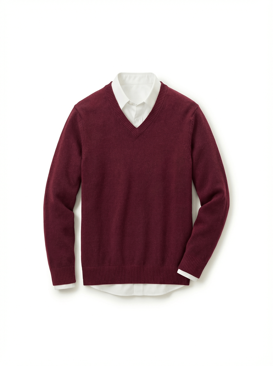 The Heavyweight 400g Pure Wool V-Neck Sweater - Deep Burgundy