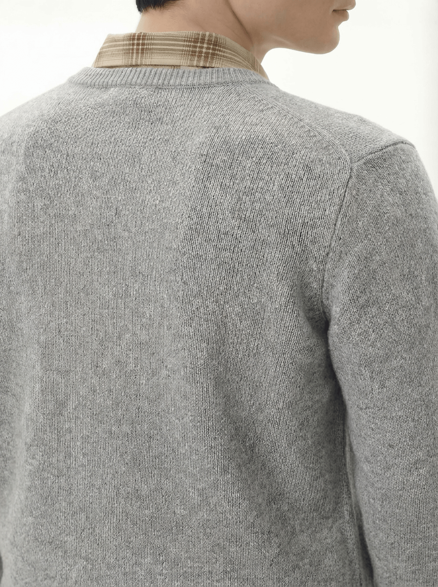 The Heavyweight 400g Pure Wool V-Neck Sweater - Heather Grey