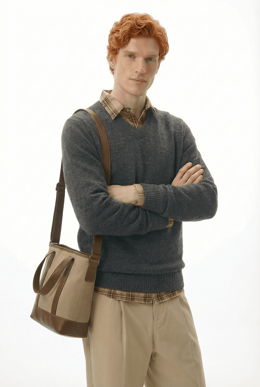 The Heavyweight 400g Premium Wool V-Neck Sweater - Charcoal Grey