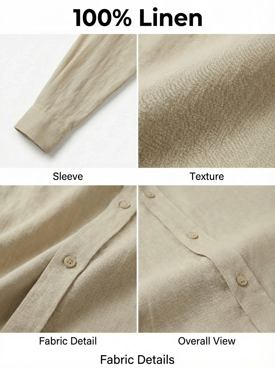 The 'Winter Sun' 100% Linen Shirt - Sand Dune