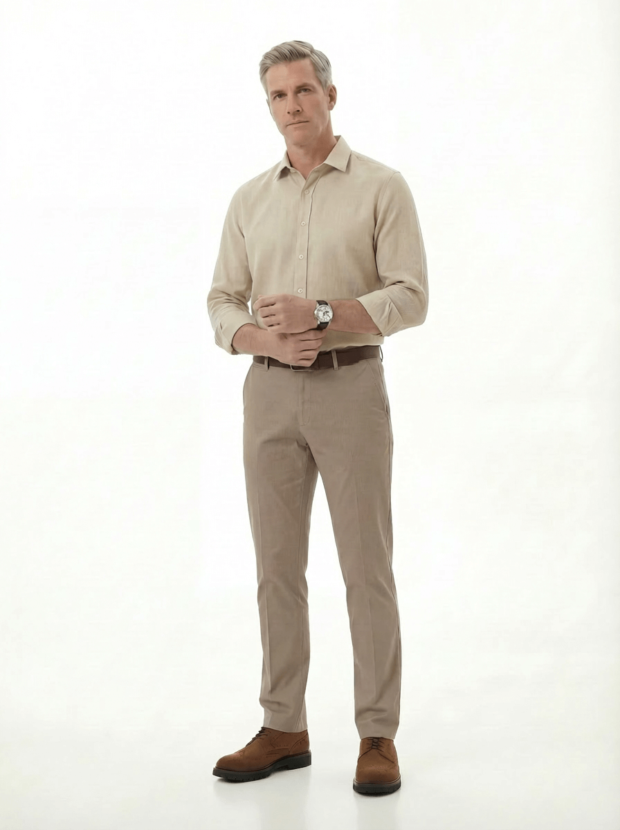 The 'Winter Sun' 100% Linen Shirt - Sand Dune