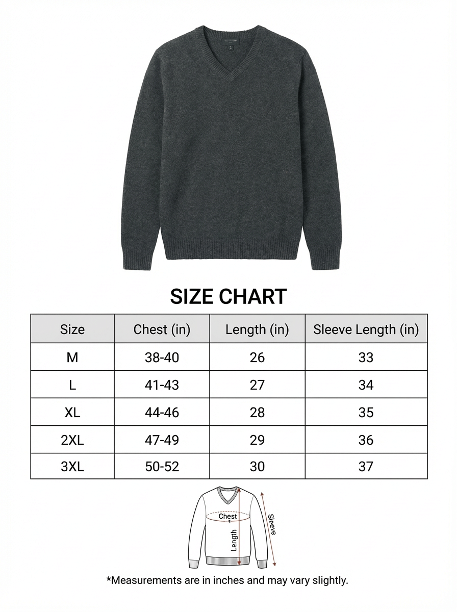 The Heavyweight 400g Premium Wool V-Neck Sweater - Charcoal Grey