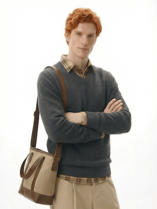 The Heavyweight 400g Premium Wool V-Neck Sweater - Charcoal Grey